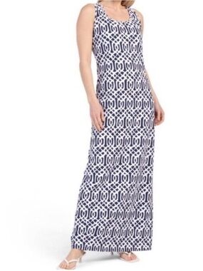 J. McLaughlin Charlotte Maxi Dress Blue Geometric Print size small